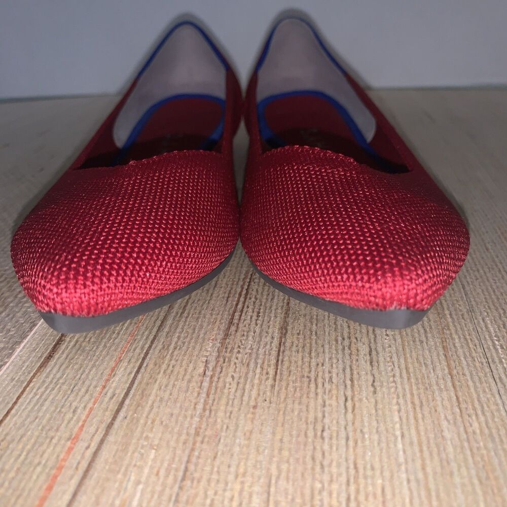 ROTHYS Women's 7.5 Pointed Ballet Flats Chili Red Washable Shoes Casual Office - Picture 4 of 13